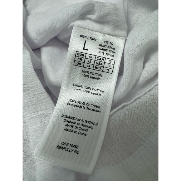 Seafolly Crinkle Playsuit in White Women’s Large Gauze Strapless Elastic Waist - Picture 14 of 14